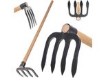 Kadax Zappa Per Patate Con 4 Rebbi E Manico Lungo In Legno, Zappa Da Giardino In Acciaio Forgiato, Zappa Per Concime Per Il Giardinaggio, Zappa Per Il Giardino, Con Manico