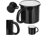 Kadax Tazza Smaltata Da 400 Ml Per Tè E Caffè, Tazza Per Il Campeggio, Tazza Da Caffè Grande Con Manico, Tazza Da Caffè In Acciaio Smaltato, Tazza Da Tè, Nera
