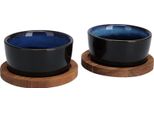 Excellent Houseware Set Da Portata Per Tapas, Vetroceramica/Legno, 9X3,5 Cm, Blu