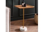 Finebuy Tavolino In Legno Massiccio Di Mango In Vero Marmo 35X35X55 Cm Tavolino Piccolo Tavolino Quadrato Da Soggiorno Tavolo Divano Moderno Tavolo Divano