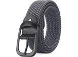 Inf Cintura Intrecciata Elastica Da Uomo - Cintura In Tela Regolabile Da 110 Cm Con Fibbia Grigio