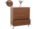 Kommode MCW-M49, Sideboard Schrank Highboard, 3D-Design 3 Schubladen Mdf Metall 94X80X45Cm ~ Walnuss-Optik