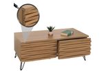 Couchtisch MCW-M49, Wohnzimmertisch Tisch, 3D-Design 2 Schubladen Mdf Metall 46X110X55Cm ~ Natur