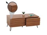 Couchtisch MCW-M49, Wohnzimmertisch Tisch, 3D-Design 2 Schubladen Mdf Metall 46X110X55Cm ~ Walnuss-Optik