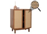 Highboard MCW-M51, Kommode Schrank Sideboard, StaufäCher, Kubu Rattan 98X79X42Cm ~ Walnuss-Optik