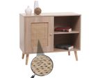 Kommode MCW-M39, Schrank Sideboard Highboard, Staufach, Kubu Rattan Holz Melamin, 67X80X38Cm Eiche-Optik
