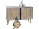 Kommode MCW-M40, Sideboard Schrank Highboard, StaufäCher, Kubu Rattan Holz Melamin, Eiche-Optik