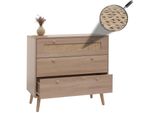 Schubladenkommode MCW-M39, Schrank Sideboard Highboard, Kubu Rattan Holz Melamin, 78X80X39Cm Eiche-Optik