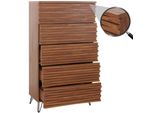 Kommode MCW-M49, Highboard Schrank, 3D-Design 5 Schubladen Mdf Metall 145X80X44Cm ~ Walnuss-Optik