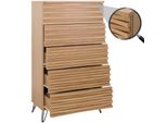 Kommode MCW-M49, Highboard Schrank, 3D-Design 5 Schubladen Mdf Metall 145X80X44Cm ~ Natur