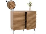 Kommode MCW-M49, Schrank Sideboard Highboard, 3D-Design StaufäCher, Mdf Metall 85X95X45Cm ~ Natur