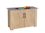 Sideboard MCW-L76, Kommode Schrank, Industrial Massiv-Holz Mvg-Zertifiziert 80X120X48Cm, Natur Mit Metall-Optik