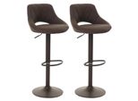 2Er-Set Barhocker MCW-N64, Barstuhl Tresenhocker, FußAblage Drehbar, Kunstleder Metall ~ Braun