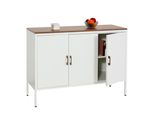 Kommode MCW-L84, Sideboard Schrank Anrichte, 3 TüRen Metall 90X120X40Cm, Melamin Beschichtet ~ Weiß