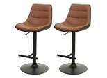 2Er-Set Barhocker MCW-L85, Barstuhl Tresenhocker Drehhocker, HöHenverstellbar Mit Lehne Kunstleder ~ Braun