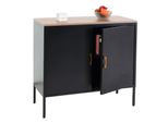 Kommode MCW-L84, Sideboard Schrank Anrichte, 2 TüRen Metall 90X90X40Cm, Melamin Beschichtet ~ Schwarz