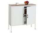 Kommode MCW-L84, Sideboard Schrank Anrichte, 2 TüRen Metall 90X90X40Cm, Melamin Beschichtet ~ Weiß
