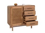 Kommode MCW-M47, Schrank Sideboard Highboard, StaufäCher Schublade, Rattan Akazie Massiv-Holz Gebeizt 101X109X45Cm 44Kg