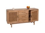 Sideboard MCW-M47, Schrank Kommode Highboard, StaufäCher Schublade, Rattan Akazie Massiv-Holz Gebeizt 83X160X45Cm 47Kg