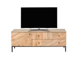 Tv-Rack MCW-L95, Tv-Board Fernsehtisch Lowboard Tv-Schrank Kommode, Massiv-Holz Mango 56X145X43Cm Mvg, Natur