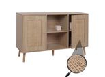 Sideboard MCW-M42, Schrank Kommode Highboard, StaufäCher, Kubu Rattan Holz Melamin, Eiche-Optik
