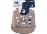 Canpol Babies Bavaglino In Silicone Con Tasca Bonjour Paris Beige, 1 Pezzo