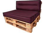 Pillowprim Set Di Cuscini Per Pallet Sfoderabile Impermeabile Cuscini Per Pallet Da Giardino (Cuscino Seduta 120X80 + Schienale 120X40) Vino Rosso