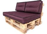 Pillowprim Set Di Cuscini Per Pallet Sfoderabile Impermeabile Cuscini Per Pallet Da Giardino (Cuscino Seduta 120X80 + Schienale 2X60X40) Vino Rosso