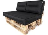 Pillowprim Set Di Cuscini Per Pallet Sfoderabile Impermeabile Cuscini Per Pallet Da Giardino (Cuscino Seduta 120X80 + Schienale 2X60X40) Nero