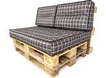 Pillowprim Set Di Cuscini Per Pallet Sfoderabili E Impermeabili Set Di Cuscini Per Pallet Da Giardino (Cuscino Seduta 120X80 Schienale 60X40) Marrone A Scacchiera
