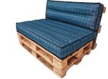 Pillowprim Set Di Cuscini Per Pallet Sfoderabile Impermeabile Cuscini Per Pallet Da Giardino (Cuscino Seduta 120X80 Schienale 120X40) Blu A Scacchiera