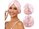 Inf 2 Cuffie Da Notte In Raso Per Capelli Ricci, Cuffia Da Notte A Doppio Strato Per Donna Rosa
