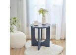 Tavolino 'Kysdajore' Rotondo In Mdf 50 X Ø40 Cm Grigio Blu