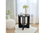 Tavolino 'Kysdajore' Rotondo In Mdf 50 X Ø40 Cm Nero