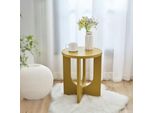 Tavolino 'Kysdajore' Rotondo In Mdf 50 X Ø40 Cm Giallo Senape