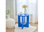 Tavolino 'Kysdajore' Rotondo In Mdf 50 X Ø40 Cm Blu Reale