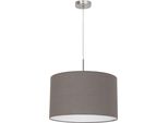 Eglo Pasteri, Lampada A Sospensione In Tessuto, Lampada A Sospensione In Acciaio E Tessuto, Colore: Nichel Opaco, Marrone Antracite, Attacco: E27, Ø: 38 Cm