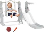 Scivolo Aiyaplay Scivolo Per Bambini 4 In 1 Con Altalena, Struttura Per Arrampicata, Canestro Da Basket, Parco Giochi Per Bambini Con Design A Coniglietto Scivolo Per Bambini Per Interni Ed Esterni Di 1,5-4 Anni Grigio