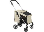Pawhut Passeggino Per Cani Leggero In Alluminio Pieghevole Per Cani E Gatti Fino A 10 Kg Passeggino Per Gatti Con Cuscini Finestre A Rete Porte Cestino Portaoggetti Passeggino Per Gatti Kaki