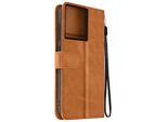 Avizar, Motorola Edge 50 Pro Wallet Cover, Custodia A Portafoglio Con Cinturino, Marrone Chiaro