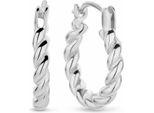 New Bling 9NB-0766 Orecchini D'argento - Donna - Ritorto - 15 X 2,5 Mm - Rodio - Argento