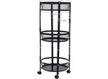 Carrello Da Cucina, Robusto Acciaio Al Carbonio, Design A 3 Livelli, Nero, 3 Livelli