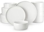 Set Di Stoviglie Malacasa, Elegante Ceramica, Opzioni 12-36 Pezzi, Bianco, 24 Pezzi