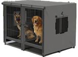 Cassa Per Cani In Metallo Per Impieghi Gravosi, Design A 2 Porte, Divisorio Rimovibile, Con Copertura Per Gabbia, L