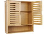 Mobile Da Bagno A Parete, Bambù Naturale, Contenitore Multifunzionale, Legno