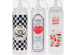 Set Di 3 Dispenser Per Salse Excellent Houseware, Plastica, 700 Ml, Multicolore