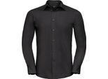 Camicia Da Uomo In Popeline Russell Collection, Manica Lunga, Easy-Care BC1018 (S) (Nero)