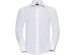 Camicia Da Uomo In Popeline Russell Collection, Manica Lunga, Easy-Care BC1018 (S) (Bianco)