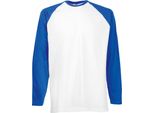 Maglietta Fruit Of The Loom Herren Baseball, LangäRmlig BC328 (2XL) (Weiß/Royal)