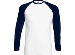 Maglietta Fruit Of The Loom Herren Baseball, LangäRmlig BC328 (M) (Weiß/Marineblau)